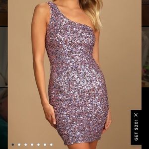 NWT Lulus pink sequin one shoulder homecoming dress S